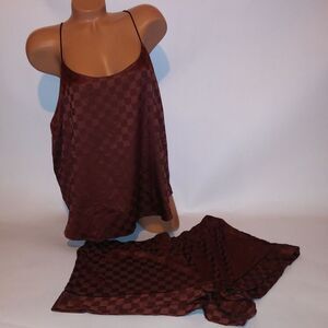 Victoria Secret Camisole Set XXL Top & Bottom Brown Checkered Shorts Sleeveless